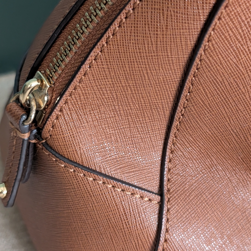 MICHAEL Michael Kors LAILA  Brown Leather Satchel - Picture 8 of 16